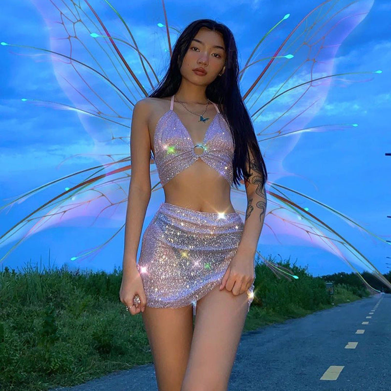 2 pcs Rave outfit, Rave Clothes Women, Rave Outfit Set