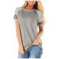Maternity Striped Tees Nursing Tops Short leopard