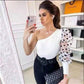 Women One Shoulder Black Polka Dot Top Tees T-shirts