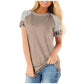 Maternity Striped Tees Nursing Tops Short leopard