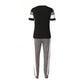 Fashion Women Sets Short Sleeve Tops High Waist Pant